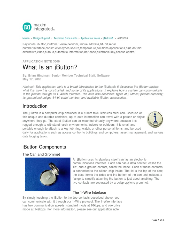 What Is An Ibutton An3808 Pdf Application Software Personal 
