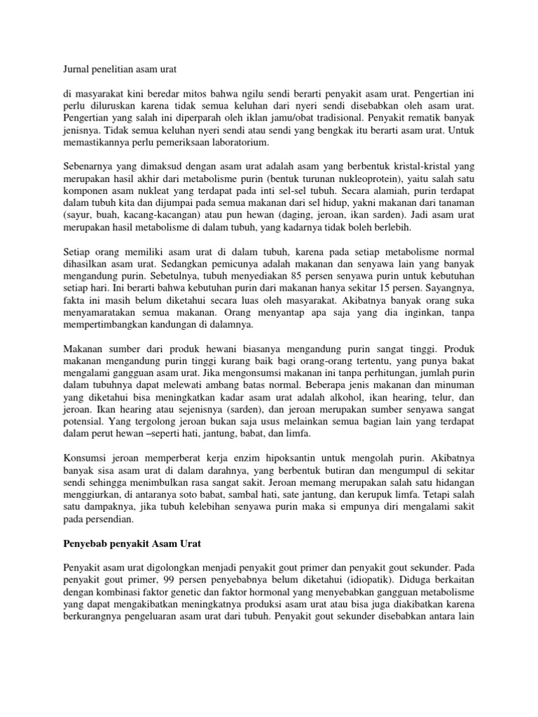 Jurnal Penelitian Asam Urat