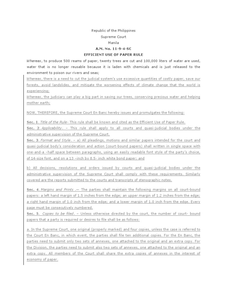 Efficient Use of Paper Rule PDF