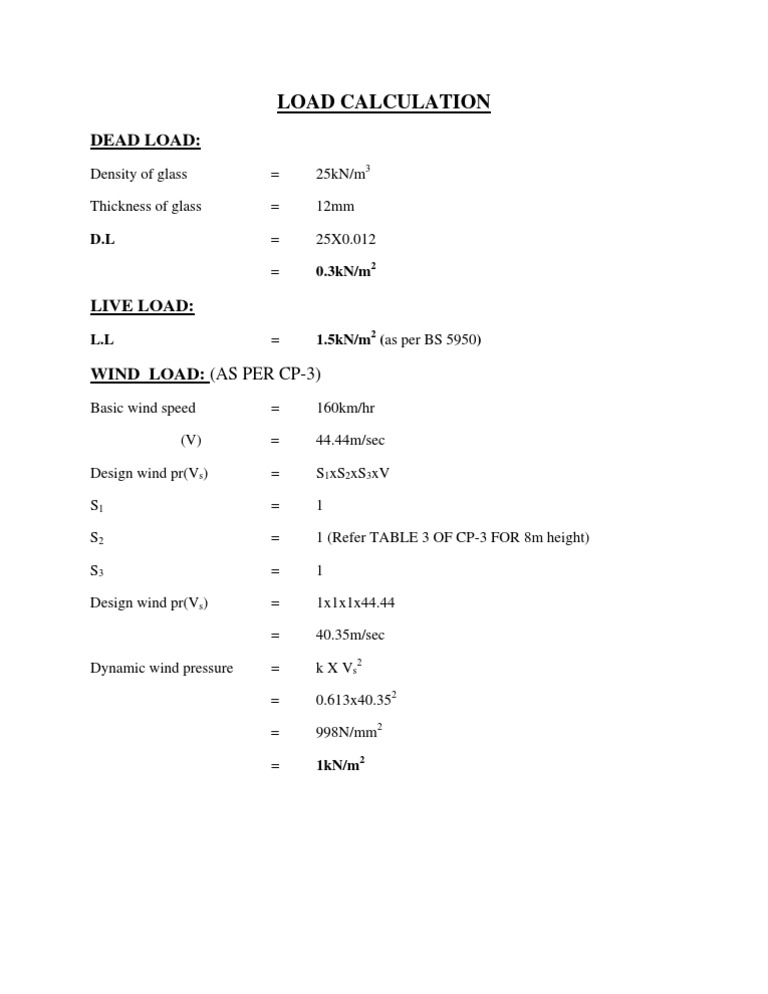 Glass Load and Wind Pressure Calculations | PDF