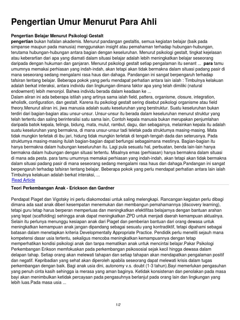 Pengertian Umur Menurut Para Ahli Pdf