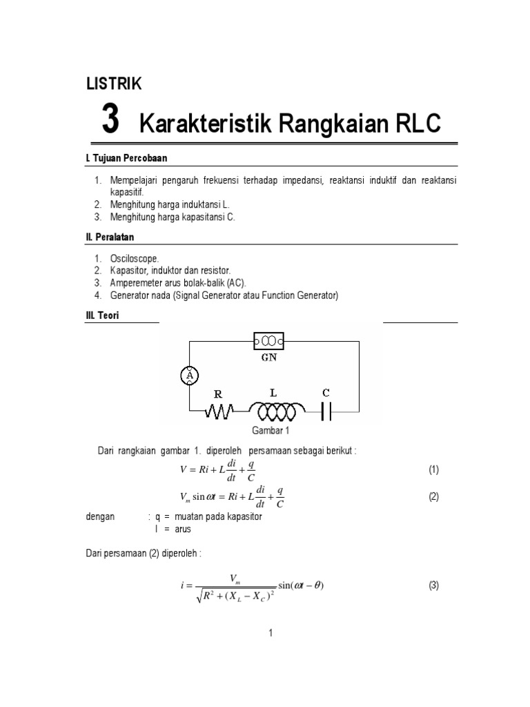 Karakteristik Rangkaian RLC | PDF