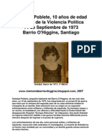 Soledad Poblete, 10 Años de Edad, Victima de La Violencia Politica, 14 de Sep de 1973, Santiago, Chile