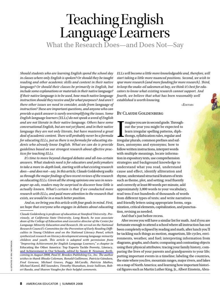 Teaching English Language Learners What The Research Does and Does Not ...