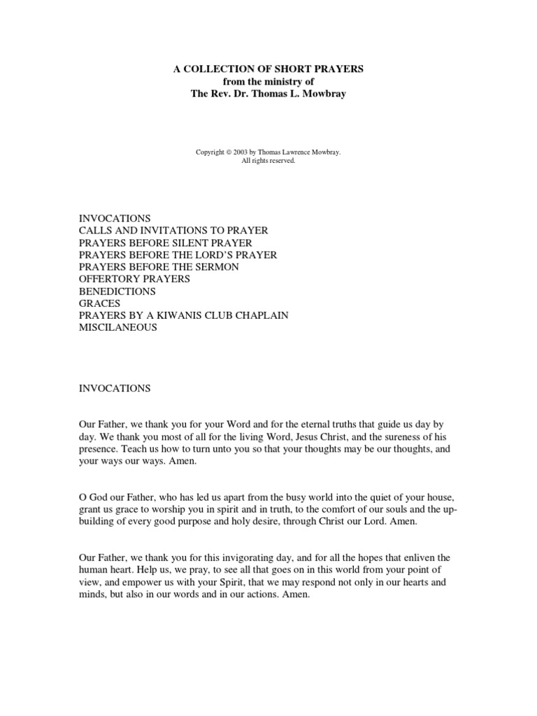 Short Prayers | PDF | God The Father | Prayer