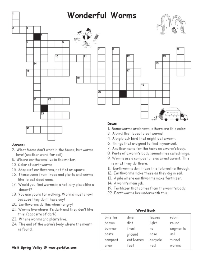 Wonder of Worms Crossword PDF