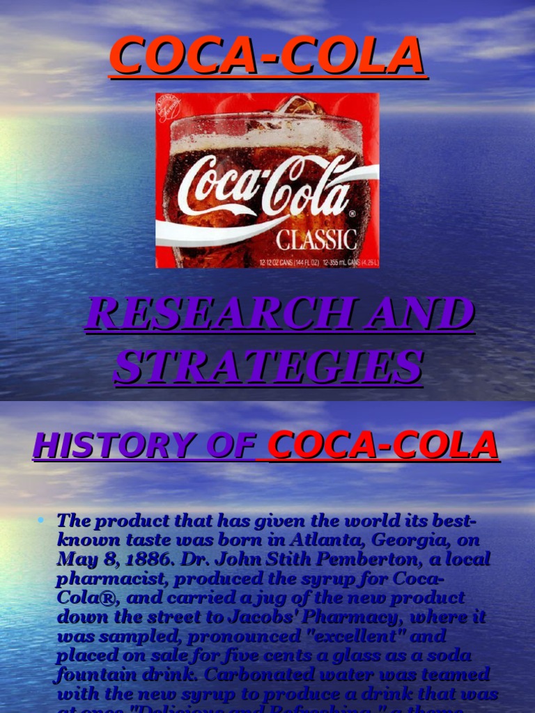 COCACOLA Presentation  Coca Cola  The Coca Cola Company