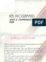 Web Programming: Unit 2: Introduction To PHP