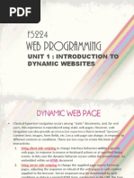 Web Programming: Unit 1: Introduction To Dynamic Websites