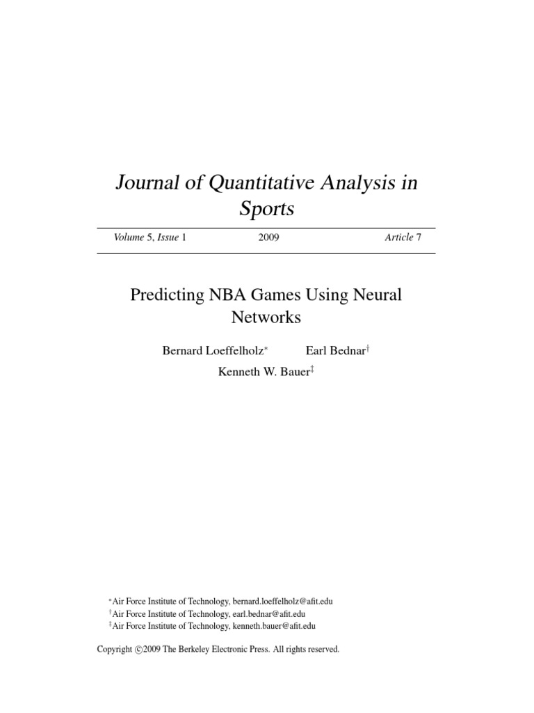 Predicting NBA Games Using Neural Networks | PDF | Statistical ...
