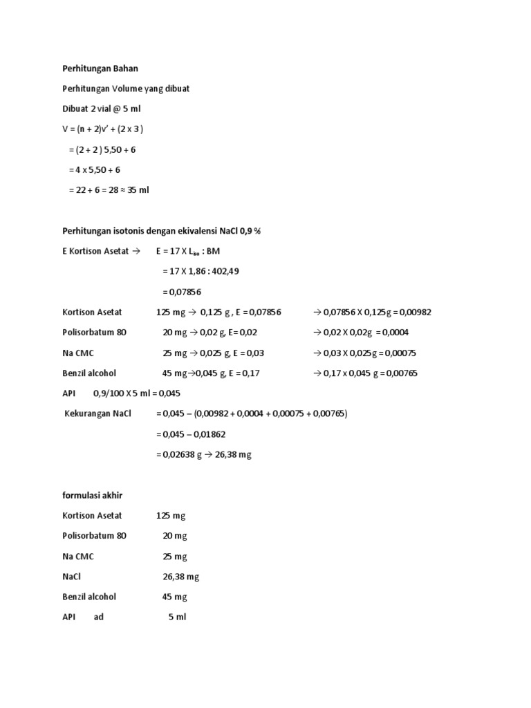 Formulasi Injeksi Kortison Asetat | PDF | Memasak, Makanan, & Anggur
