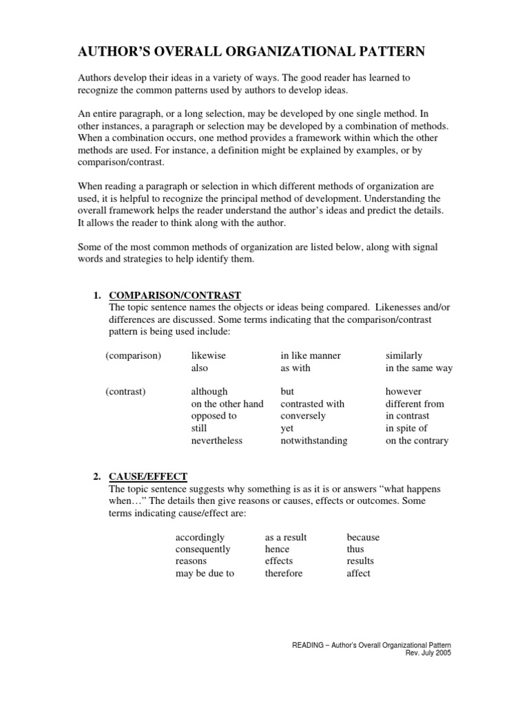 Understanding Organizational Patterns | PDF | Sentence (Linguistics ...