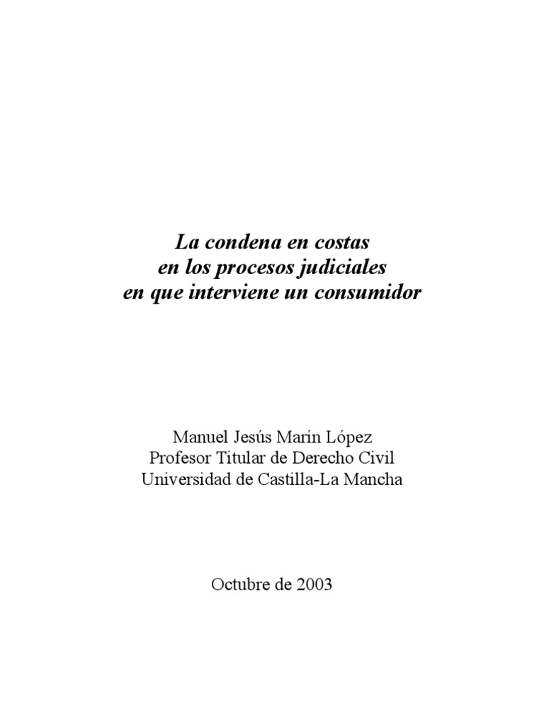 La Condena en Costas PDF Ley procesal Caso de ley