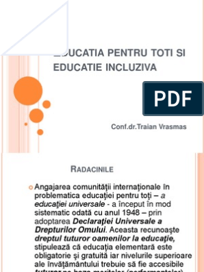 Educatia Pentru Toti Si Educatie Incluziva PDF