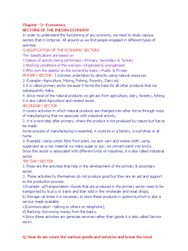 Sectors of the Indian Economy Explained | PDF | Underemployment | Gross ...