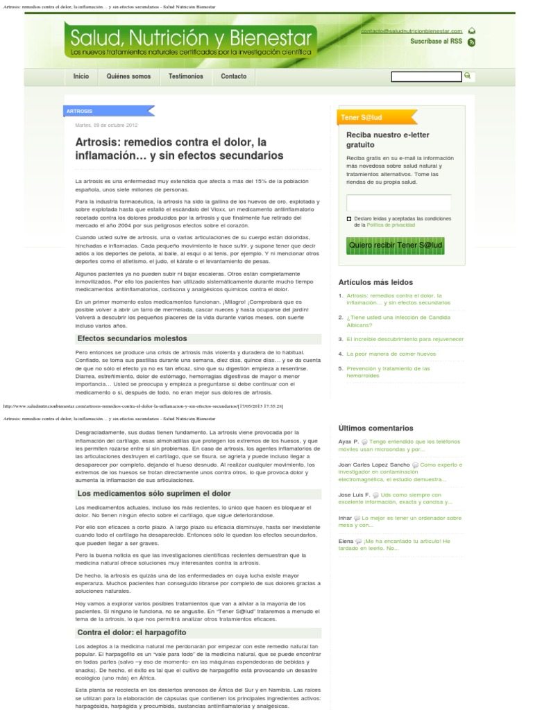 Artrosis Remedios Contra El Dolor, La Inflamación y Sin Efectos