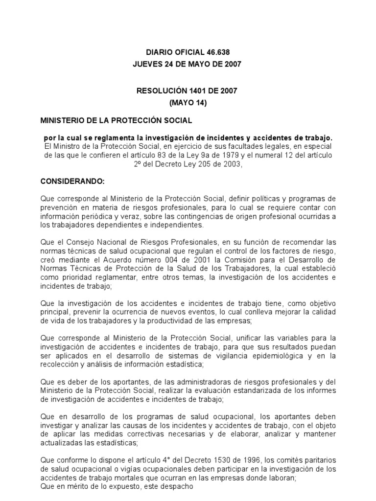 Resolucion 1401 de 2007 PDF
