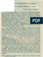Quecedo. Pbro. Dr. Julio F - Introducción al manuscrito De Gratia escrito por el P. Jerónimo Escobar
