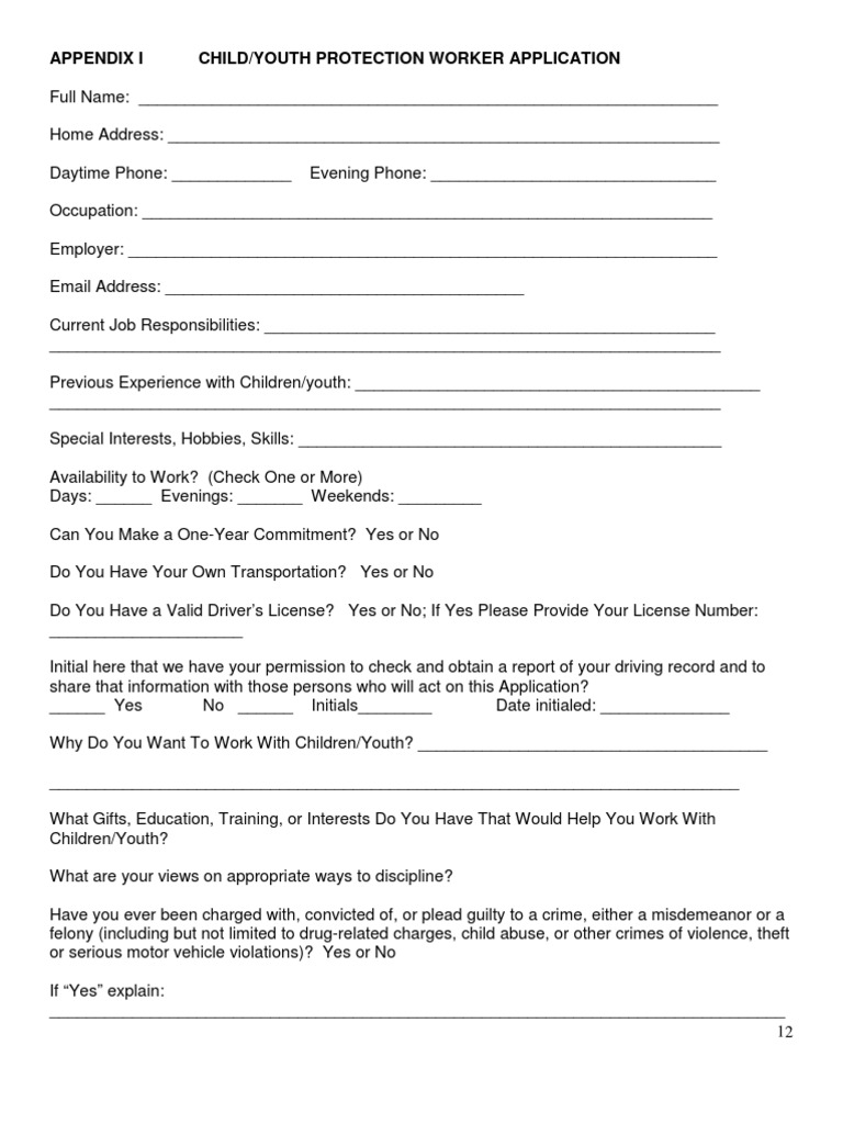 Child/Youth Protection Worker Application | PDF | Career & Growth