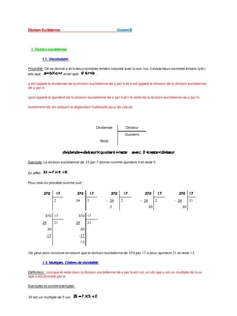 Reste de Division Euclidienne en Python | PDF | Fraction (Mathématiques ...