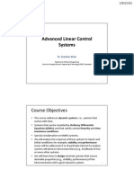 Advanced Linear Control Systems: Course Objectives