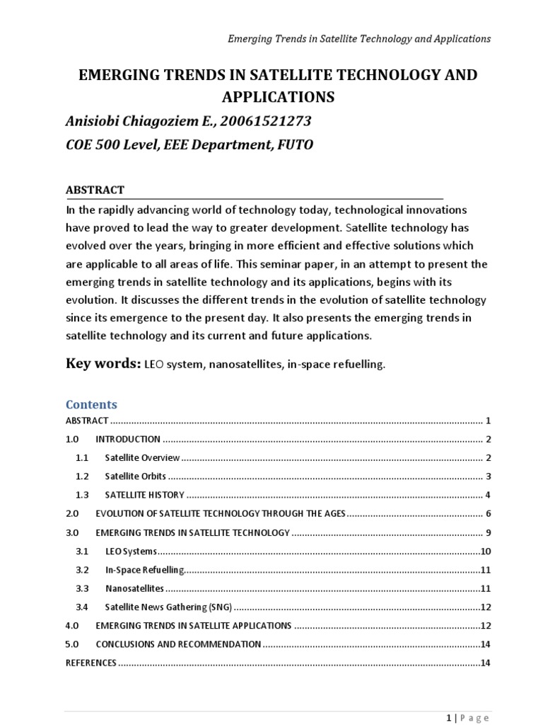 Emerging Trends in Satellite Technology | PDF | Communications ...