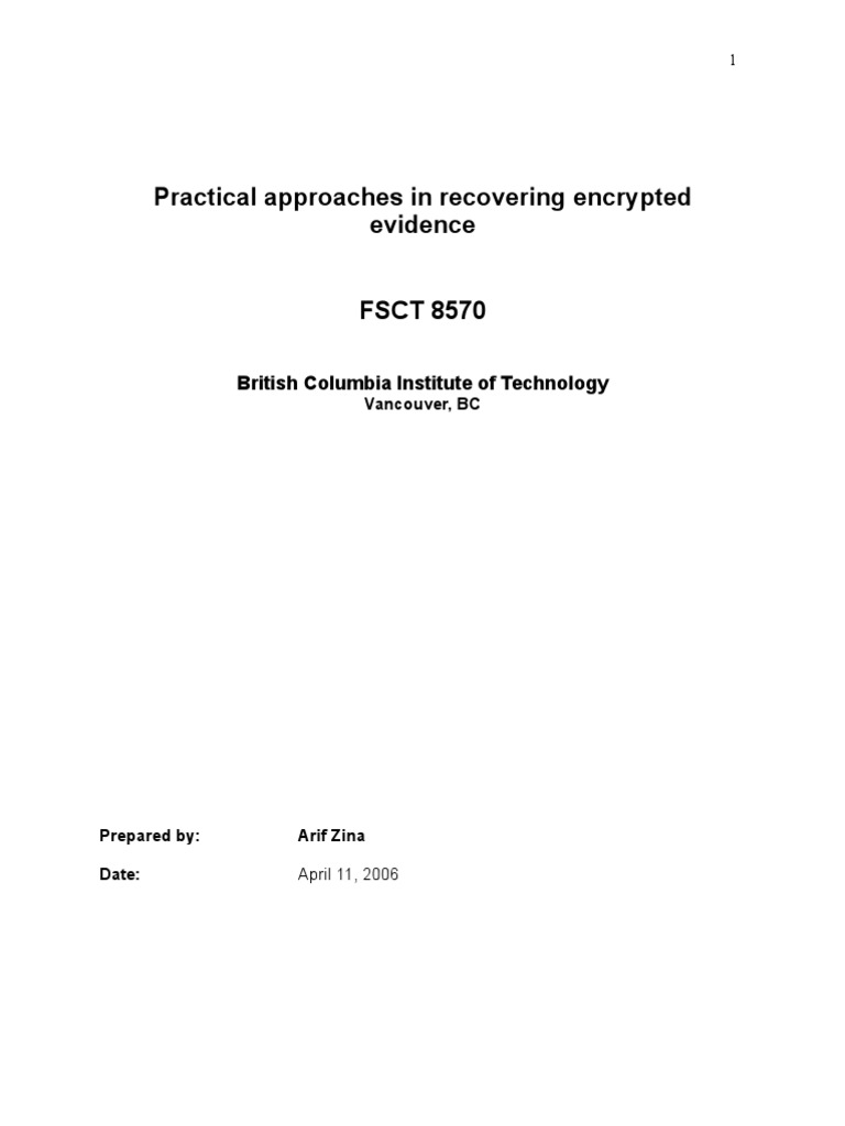 Recovering Encrypted Digital Evidence | PDF | Cryptography | Cryptanalysis