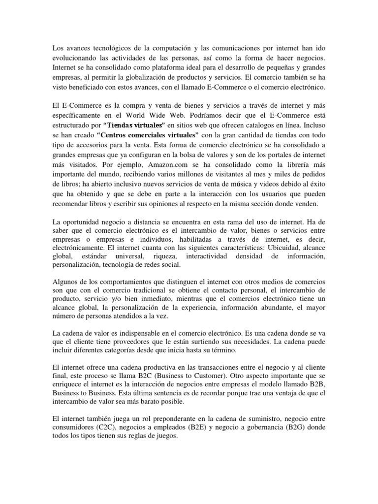 Evolución del E-Commerce y su Impacto | PDF | Comercio electrónico ...