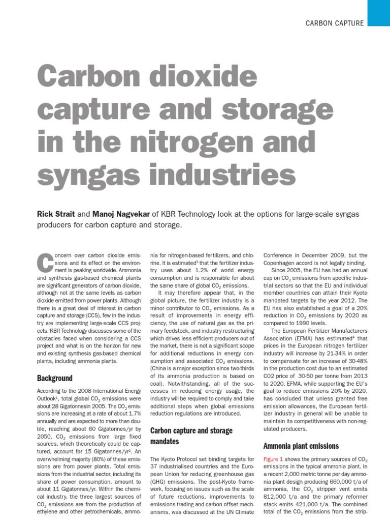 Carbon Dioxide Capture and Storage in The Nitrogen and SynGas ...