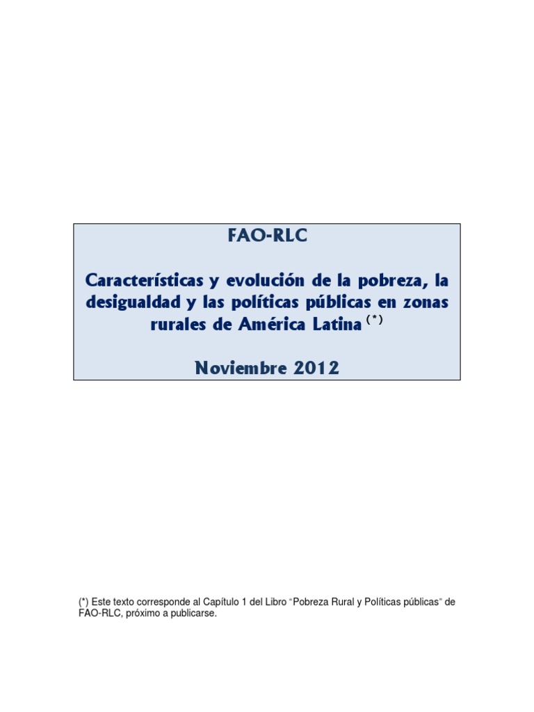 Caracteristicas y Evolucion de La Pobreza La Desigualdad y Las ...