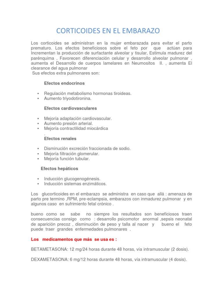 Efectos de corticoides en el embarazo | PDF | Corticosteroides | Medicina