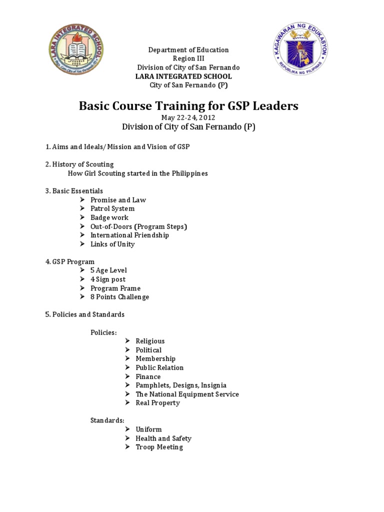 GSP Leaders Basic Training Course | PDF | Career & Growth
