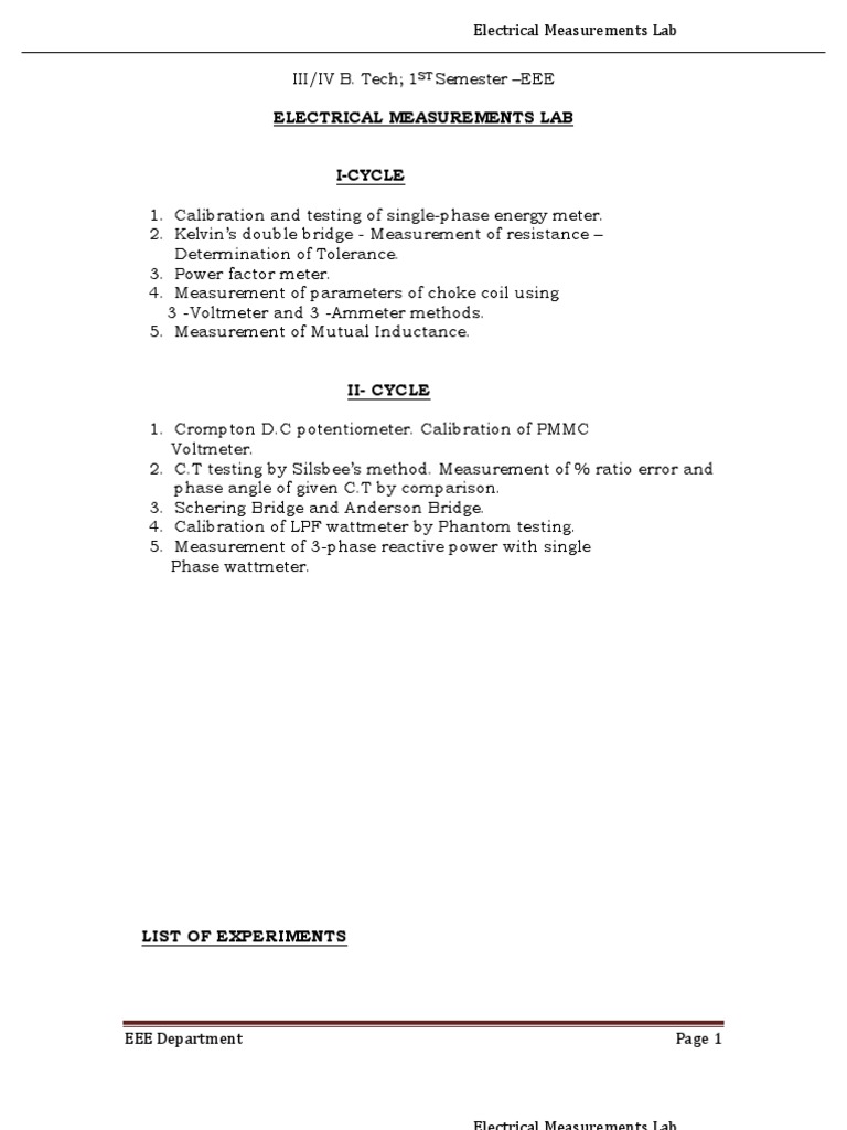 Electrical Measurements Lab PDF | PDF | Capacitor | Inductance