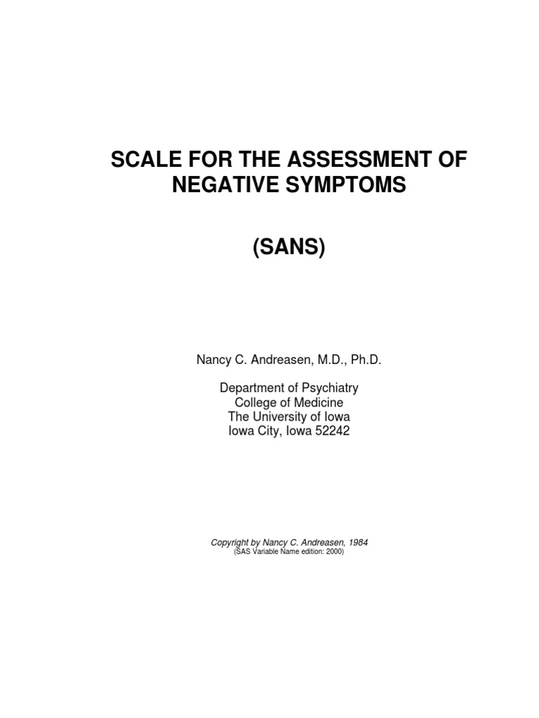 Scale For The Assessment of Negative Symptoms | PDF | Sexual ...