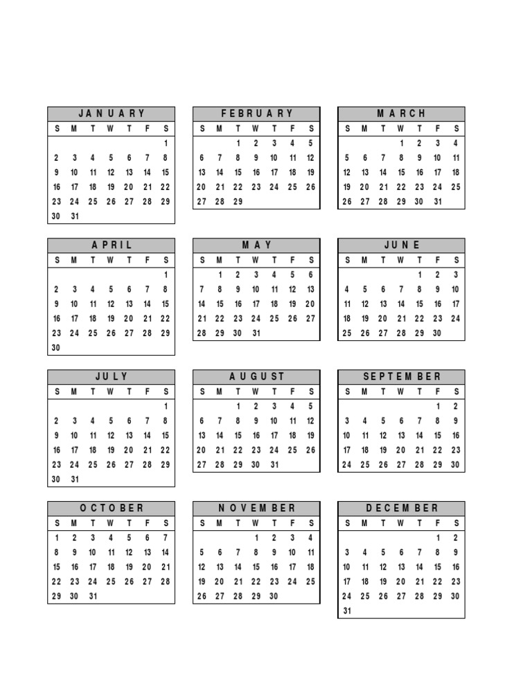 Monthly Calendar Overview | PDF
