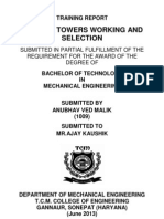 Cooling Towers Working and Selection: Submitted in Partial Fulfillment of The Requirement For The Award of The Degree of