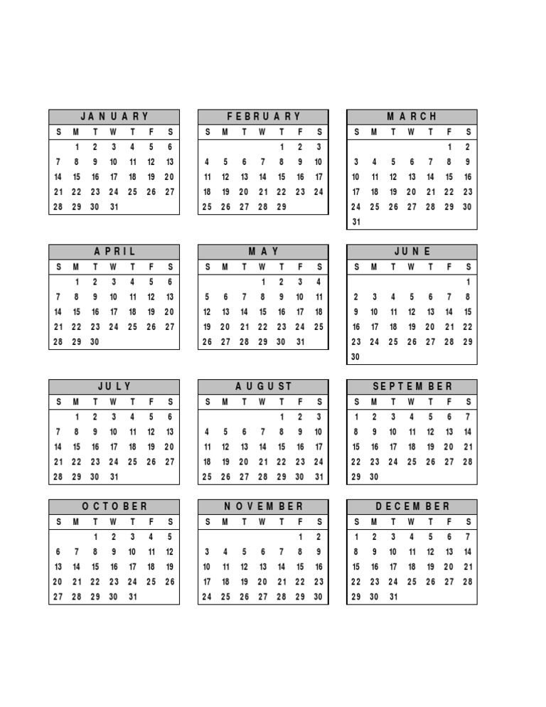Monthly Calendar Overview | PDF