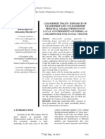 Leadership Traits: Research of Leadership and Coleadership Personal Characteristics in Local Governments of Serbia As A Framework For Social Change