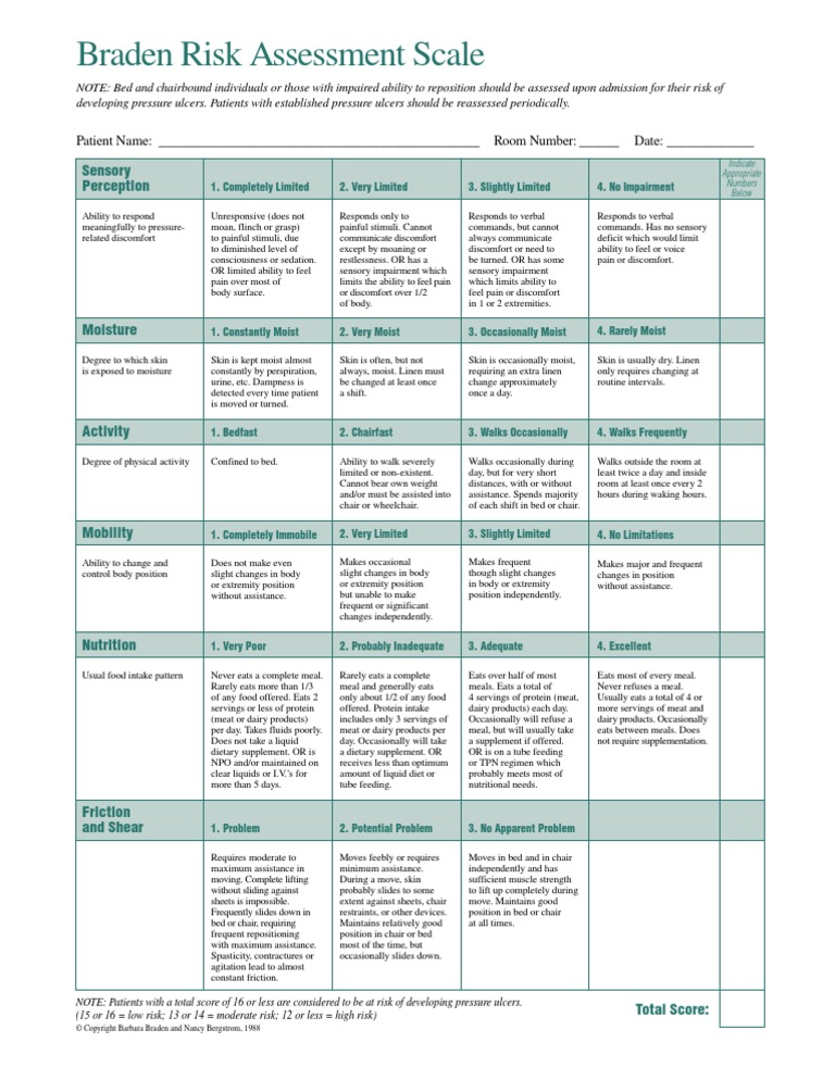 Braden Scale | PDF | Eating | Pain