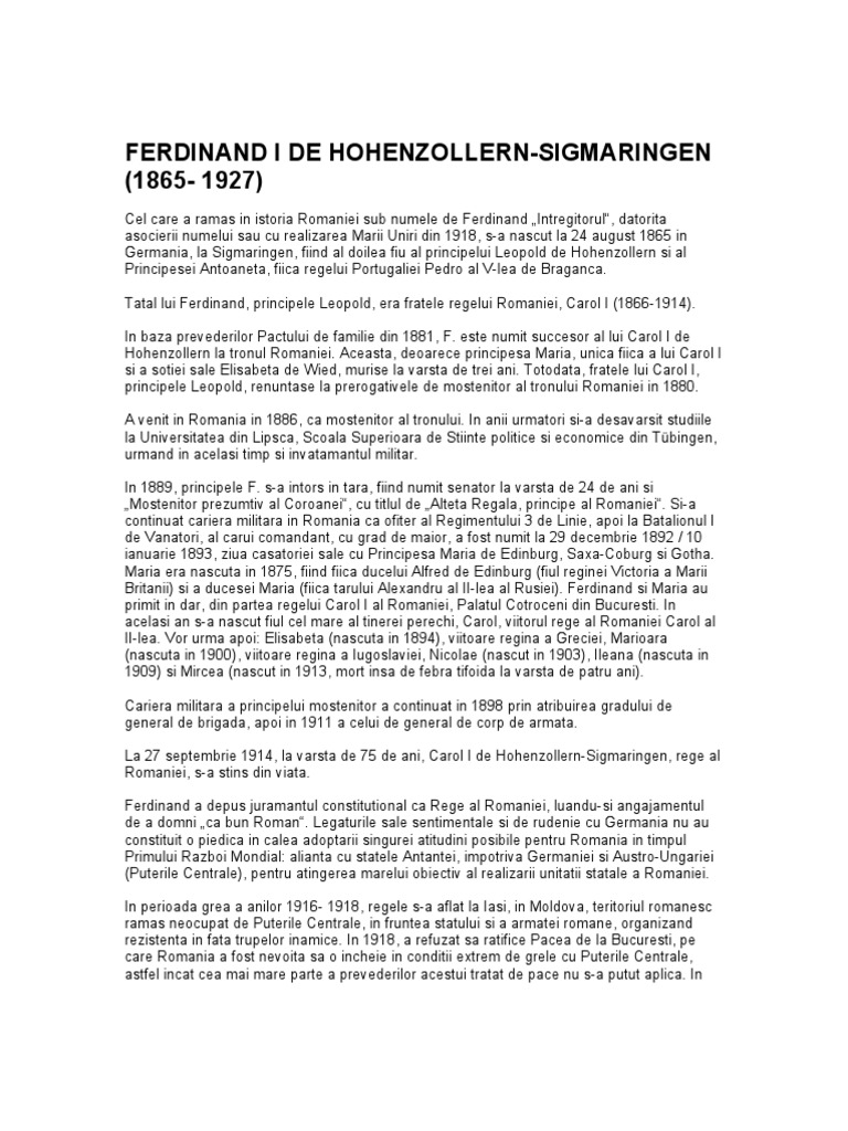 Ferdinand I De Hohenzollern