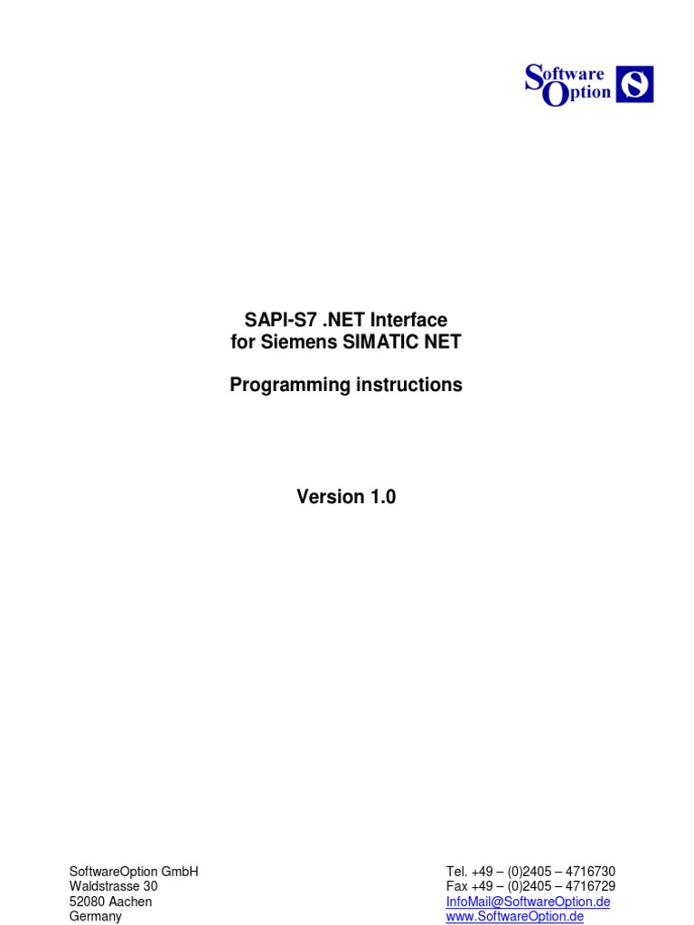 SAPI S7dotNet Instructions | PDF | Application Programming Interface ...