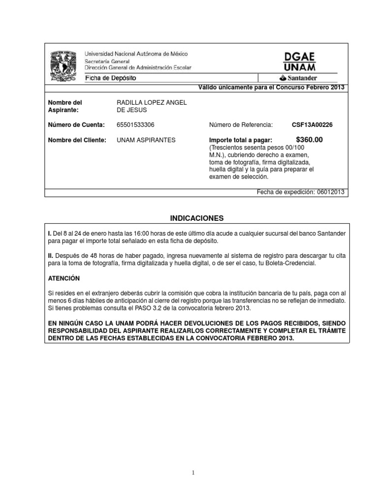 Instrucciones para Pago UNAM 2013 | PDF | Crecimiento personal y ...