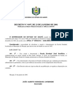 Decreto Estadual (AP) Nº 0197 de 23.01.2001 - Criação da Escola Esdual José Bonifácio, no Curiaú - Macapá - Amapá