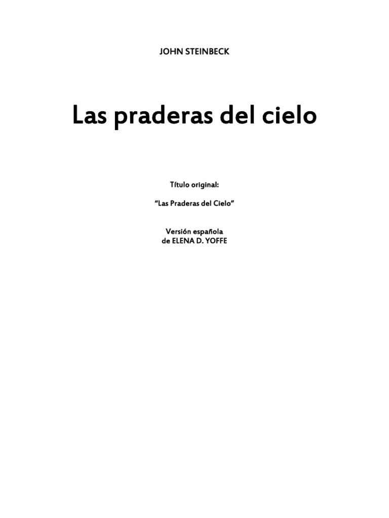 John Steinbeck Las Praderas Del Cielo