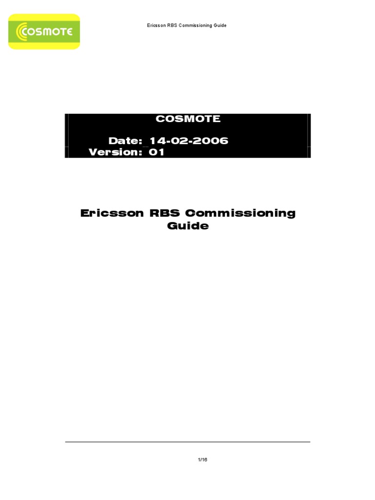 Ericsson RBS Commissioning Procedures | PDF | Power Supply | Electrical ...