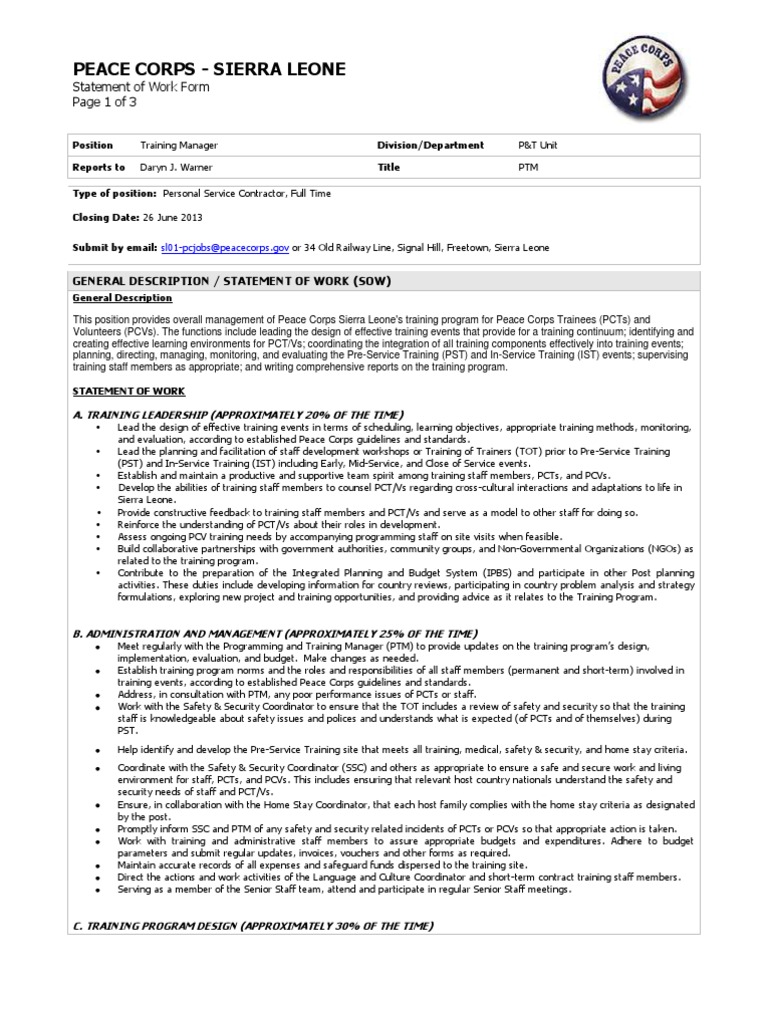 Training manager cover letter sample picture