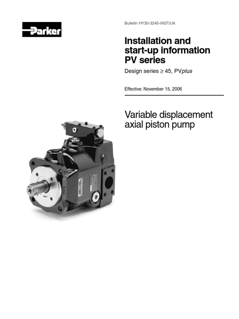 Installation & Start Up of Axial Piston Pump | PDF | Pump | Valve