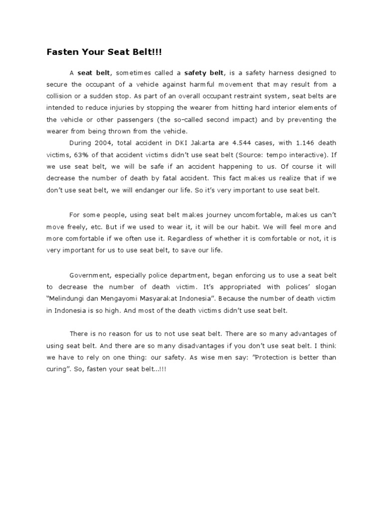 Importance of Seat Belt Safety | PDF