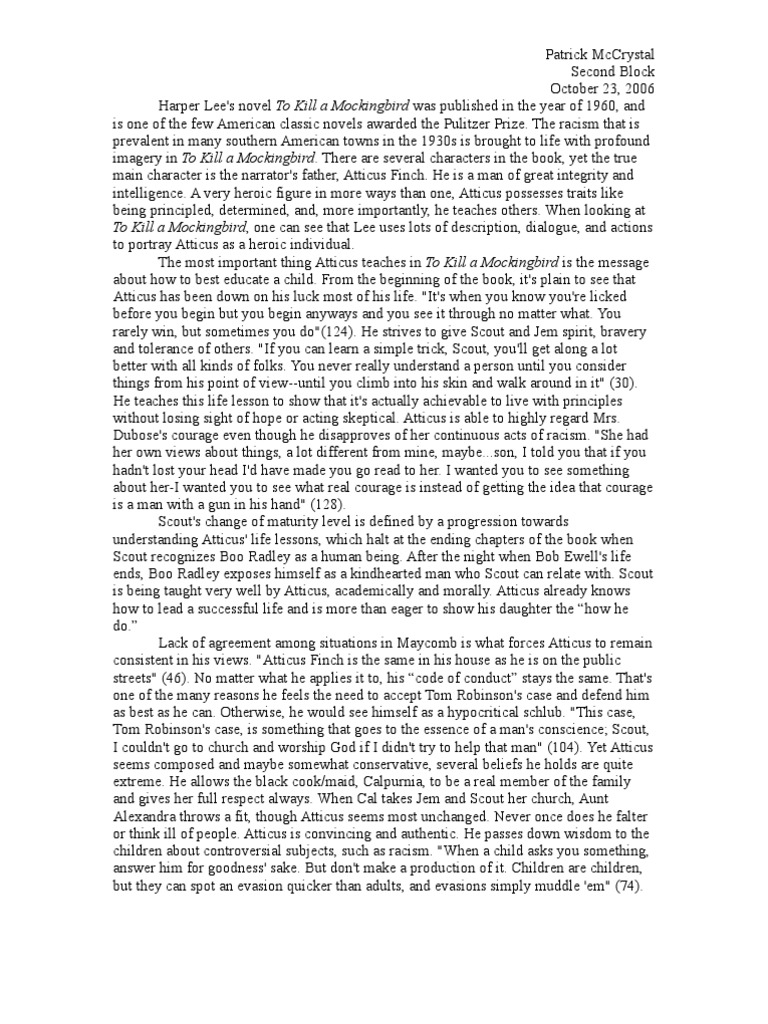 To Kill A Mockingbird Atticus Writing Style