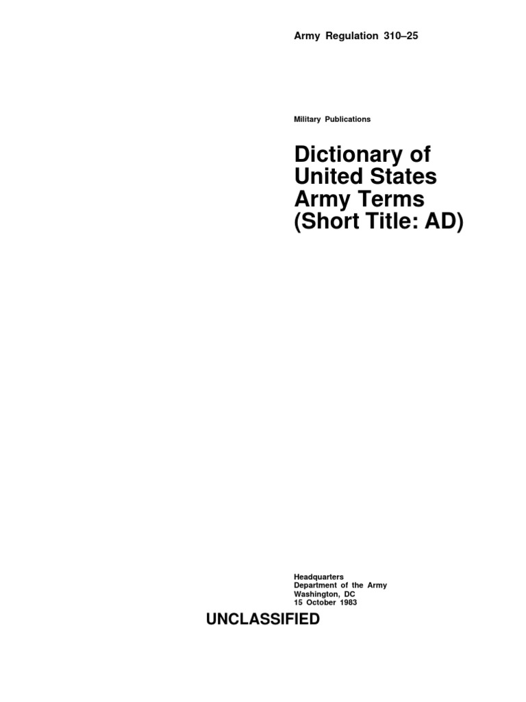 Army Diccionary PDF Joint Chiefs Of Staff United States Department Of Defense